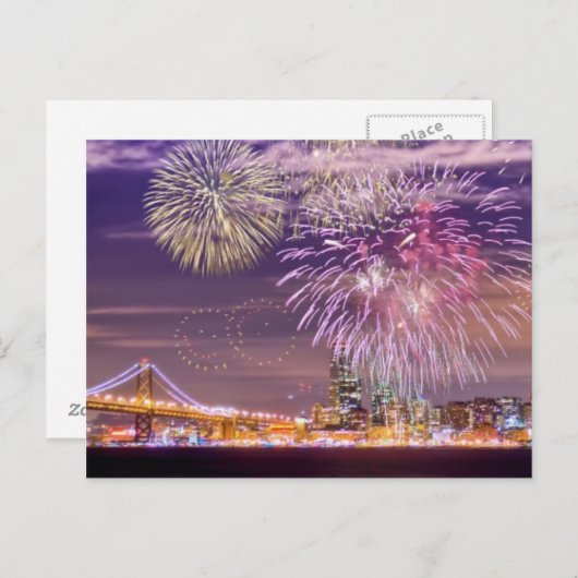 San Francisco New Year Fireworks Briefkaart (Voorkant / Achterkant)