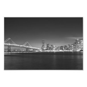 San Francisco Night Black White Foto Afdruk