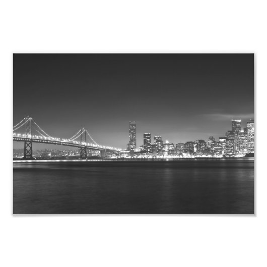 San Francisco Night Black White Foto Afdruk (Voorkant)