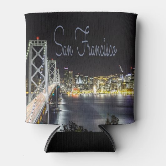 San Francisco Night Sky Line Golden Gate Bridge Blikjeskoeler (Voorkant)