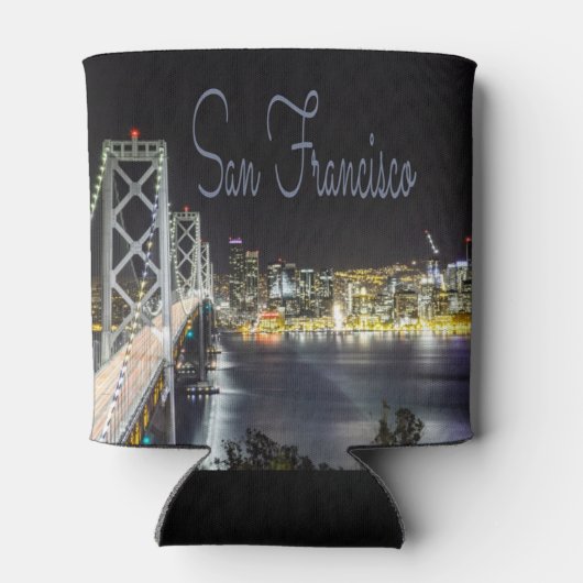 San Francisco Night Sky Line Golden Gate Bridge Blikjeskoeler (Achterkant)