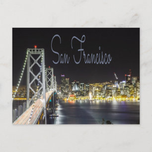 San Francisco Night Sky Line Golden Gate Bridge Briefkaart