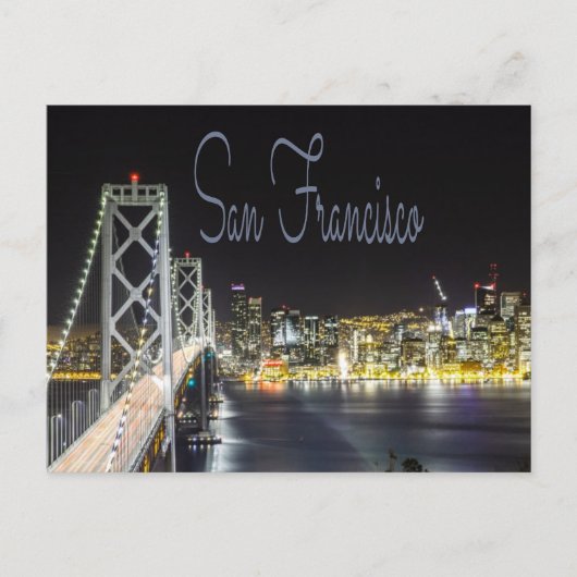 San Francisco Night Sky Line Golden Gate Bridge Briefkaart (Voorkant)