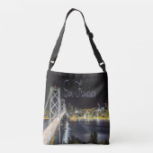 San Francisco Night Sky Line Golden Gate Bridge Crossbody Tas (Achterkant)