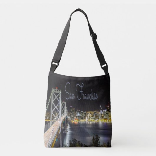 San Francisco Night Sky Line Golden Gate Bridge Crossbody Tas (Voorkant)