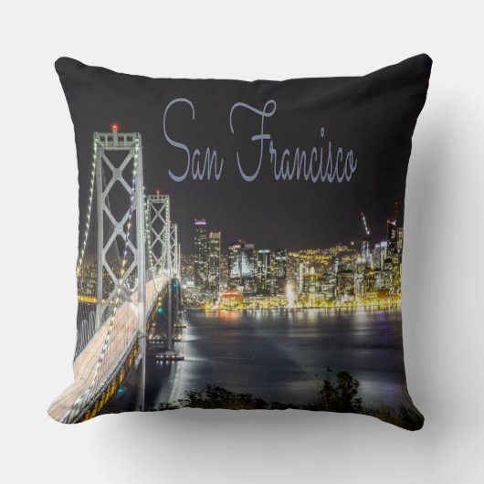 San Francisco Night Sky Line Golden Gate Bridge Kussen (Voorkant)