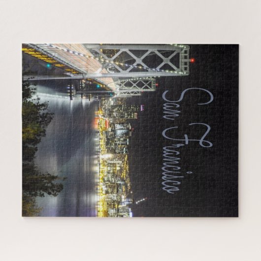 San Francisco Night Sky Line Golden Gate Bridge Legpuzzel (Horizontaal)