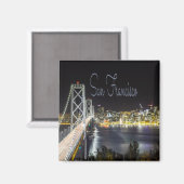 San Francisco Night Sky Line Golden Gate Bridge Magneet (Voorkant / Achterkant)