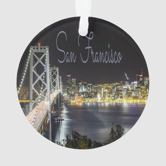 San Francisco Night Sky Line Golden Gate Bridge Ornament (achterkant)