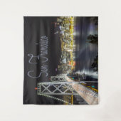 San Francisco Night Sky Line Golden Gate Bridge. Wandkleed (Voorkant)
