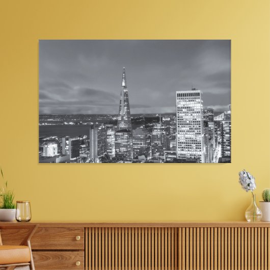 San Francisco Nighttime bw Canvas Afdruk (Insitu (Woonkamer))