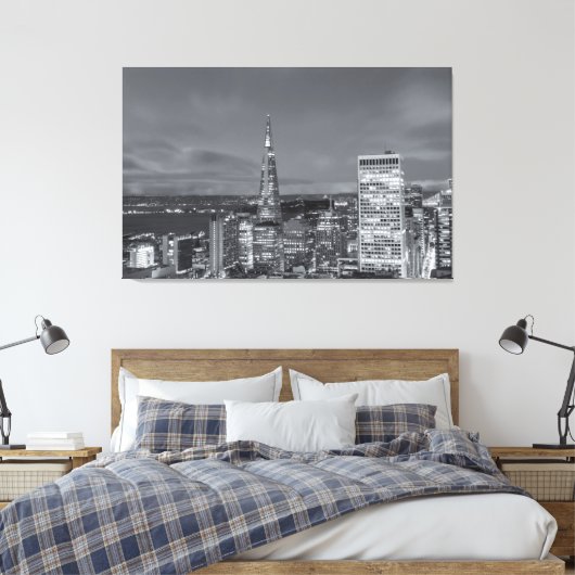 San Francisco Nighttime bw Canvas Afdruk (Insitu (Slaapkamer))
