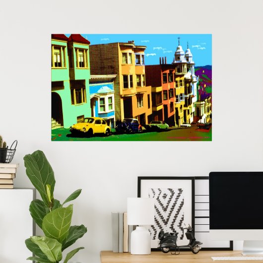 San Francisco Nob Hill 69 - Pop Art Print (Thuiskantoor)