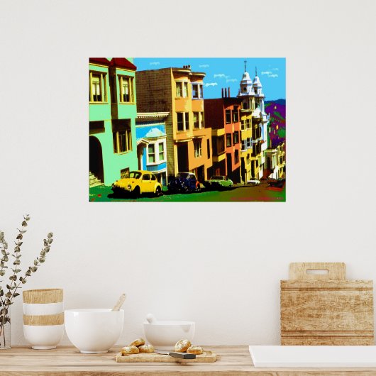 San Francisco Nob Hill - Pop Art Print (Keuken)