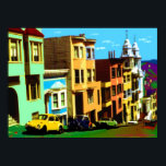 San Francisco Nob Hill - Pop Art Print<br><div class="desc">San Francisco Nob Hill - met kleurrijke huizen op Nob Hill in San Francisco,  Californië,  gemaakt in een kleurrijke Pop Art stijl.</div>