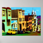 San Francisco Nob Hill - Pop Art Print<br><div class="desc">San Francisco Nob Hill - met kleurrijke huizen op Nob Hill in San Francisco,  Californië,  gemaakt in een kleurrijke Pop Art stijl.</div>