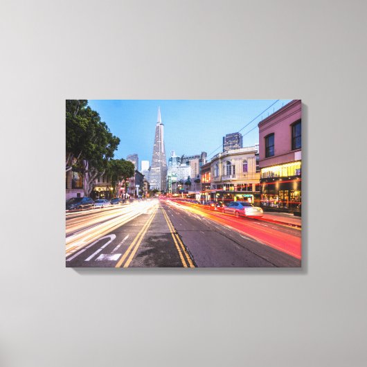 San Francisco North Beach Motion Blur Traffic Canvas Afdruk (Voorkant)