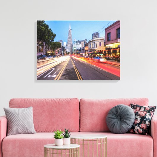San Francisco North Beach Motion Blur Traffic Canvas Afdruk (Insitu (Woonkamer))
