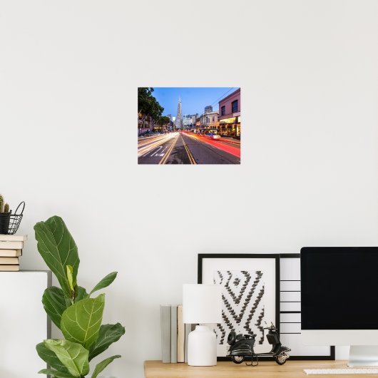 San Francisco North Beach Motion Blur Traffic Poster (Thuiskantoor)