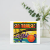 San Francisco Oranje Label Briefkaart (Staand voorkant)