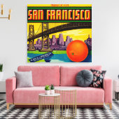 San Francisco Oranje Label Canvas Afdruk (Insitu (Woonkamer))