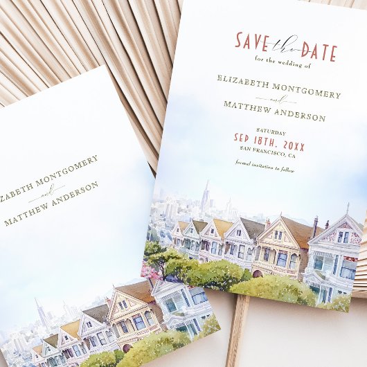 San Francisco Painted Ladies Bewaar de datum Kaart