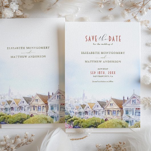 San Francisco Painted Ladies Bewaar de datum Kaart