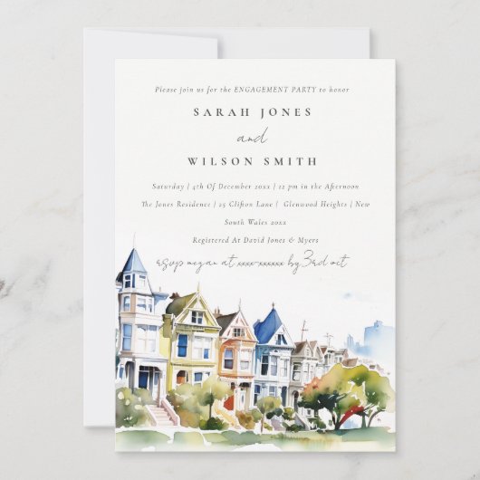 San Francisco Painted Ladies Landscape Engagement Kaart (Voorkant)