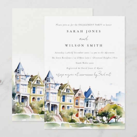 San Francisco Painted Ladies Landscape Engagement Kaart (Voorkant / Achterkant)