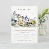 San Francisco Painted Ladies Landscape Wedding Bedankkaart (Staand voorkant)