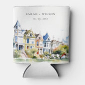 San Francisco Painted Ladies Landscape Wedding Blikjeskoeler (Voorkant)