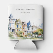 San Francisco Painted Ladies Landscape Wedding Blikjeskoeler (Achterkant)