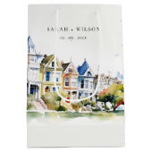 San Francisco Painted Ladies Landscape Wedding Medium Cadeauzakje (Achterkant)