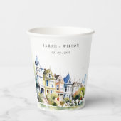 San Francisco Painted Ladies Landscape Wedding Papieren Bekers (Achterkant)