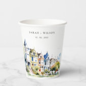 San Francisco Painted Ladies Landscape Wedding Papieren Bekers (Voorkant)