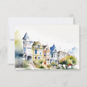 San Francisco Painted Ladies Landscape Wedding RSVP Kaartje (Achterkant)