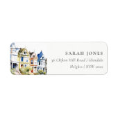 San Francisco Painted Ladies Landschap Adres Etiket (Voorkant)