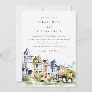 San Francisco Painted Ladies Landschap Bruiloft Kaart