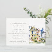 San Francisco Painted Ladies Rehearsal Dinner Kaart (Staand voorkant)