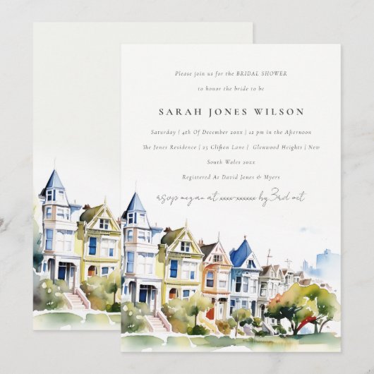 San Francisco Painted Ladies Scape Bridal Shower Kaart (Voorkant / Achterkant)