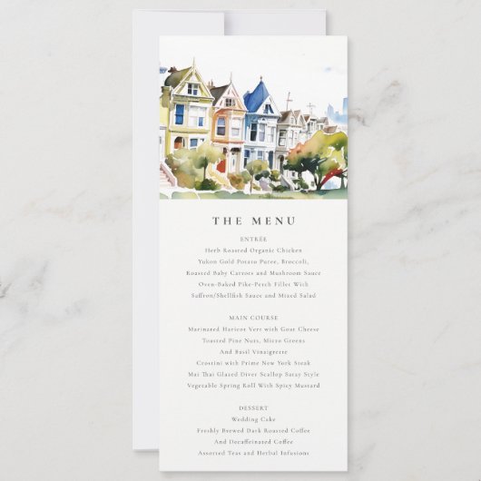 San Francisco Painted Ladies Wedding Menu Card Kaart (Voorkant)