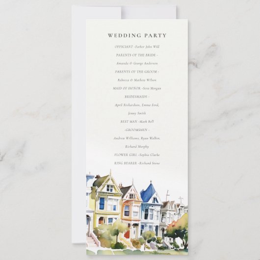 San Francisco Painted Ladies Wedding Program Kaart (Achterkant)