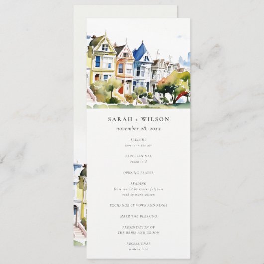 San Francisco Painted Ladies Wedding Program Kaart (Voorkant / Achterkant)