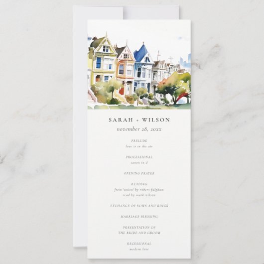 San Francisco Painted Ladies Wedding Program Kaart (Voorkant)