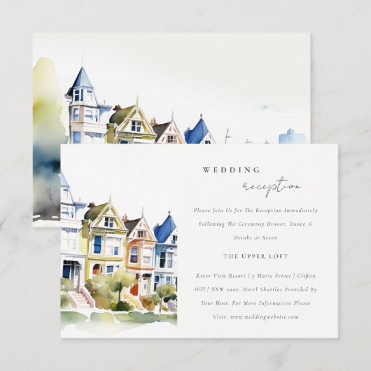 San Francisco Painted Ladies Wedding Reception Informatiekaartje (Voorkant / Achterkant)