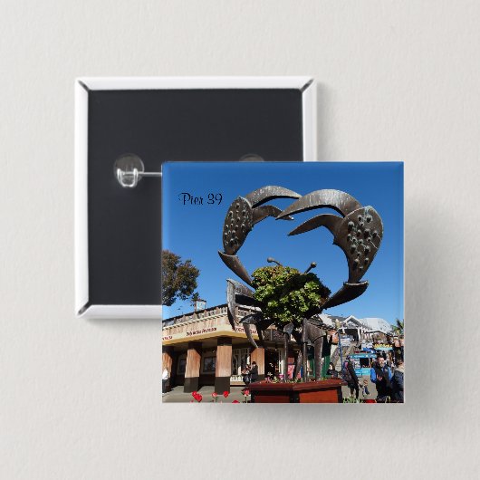 San Francisco Pier 39 Crab Statue Pinback Button (Voorkant /achterkant)