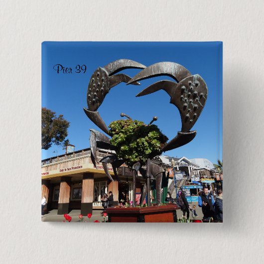 San Francisco Pier 39 Crab Statue Pinback Button (Voorkant)