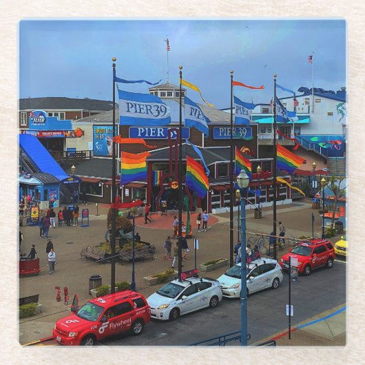 San Francisco Pier 39 Pride #1 Onderzetter Glazen Onderzetter (Voorkant)