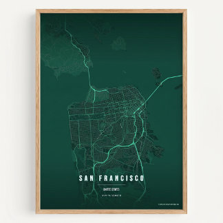 San Francisco Plattegrond Muur Kunst Poster Cadeau