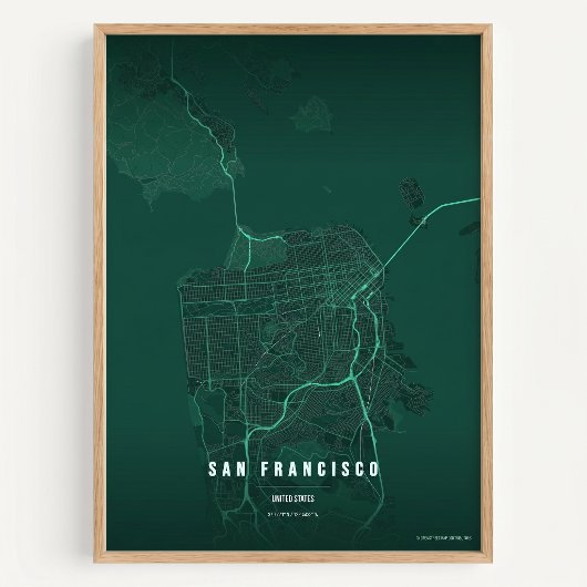San Francisco Plattegrond Muur Kunst Poster Cadeau